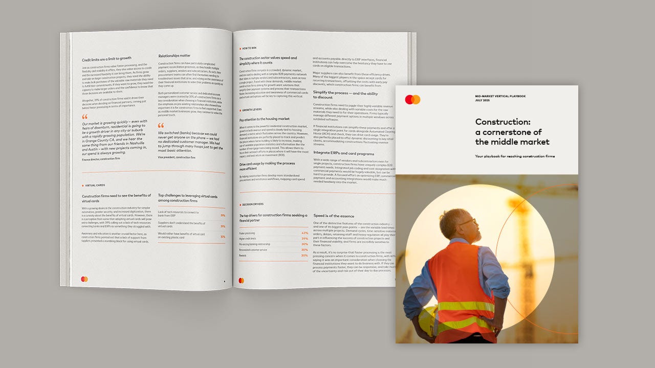 "Construction: a cornerstone of the middle market" playbook mockup.