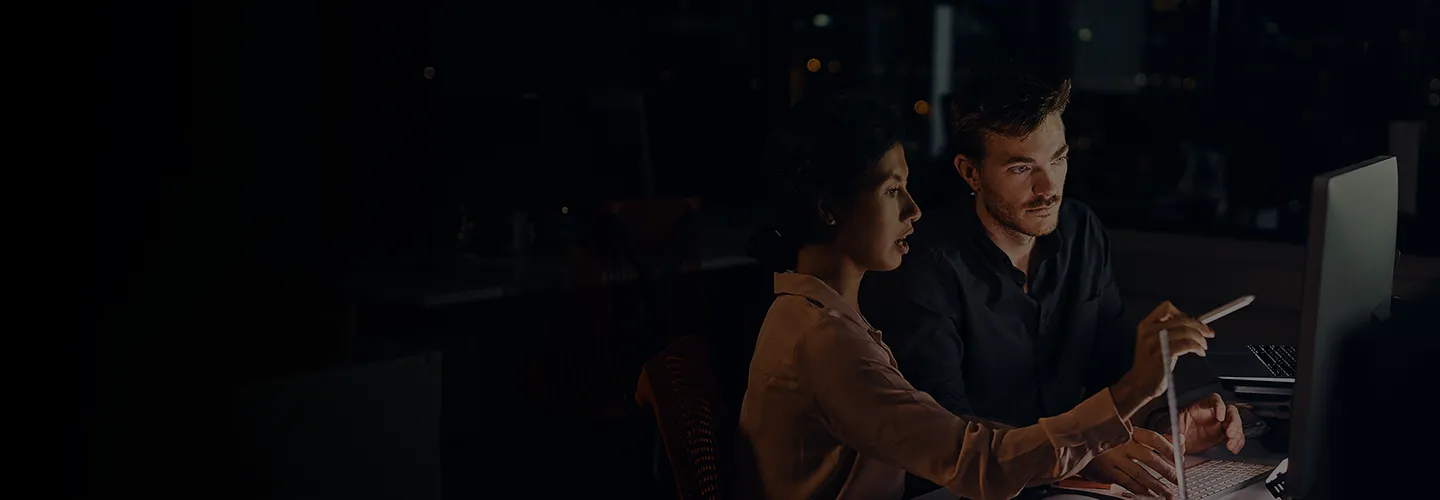Couple looking at computer screen