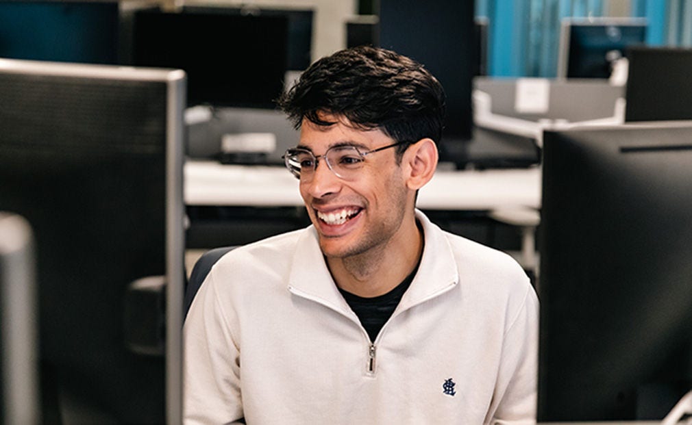 Happy man at work