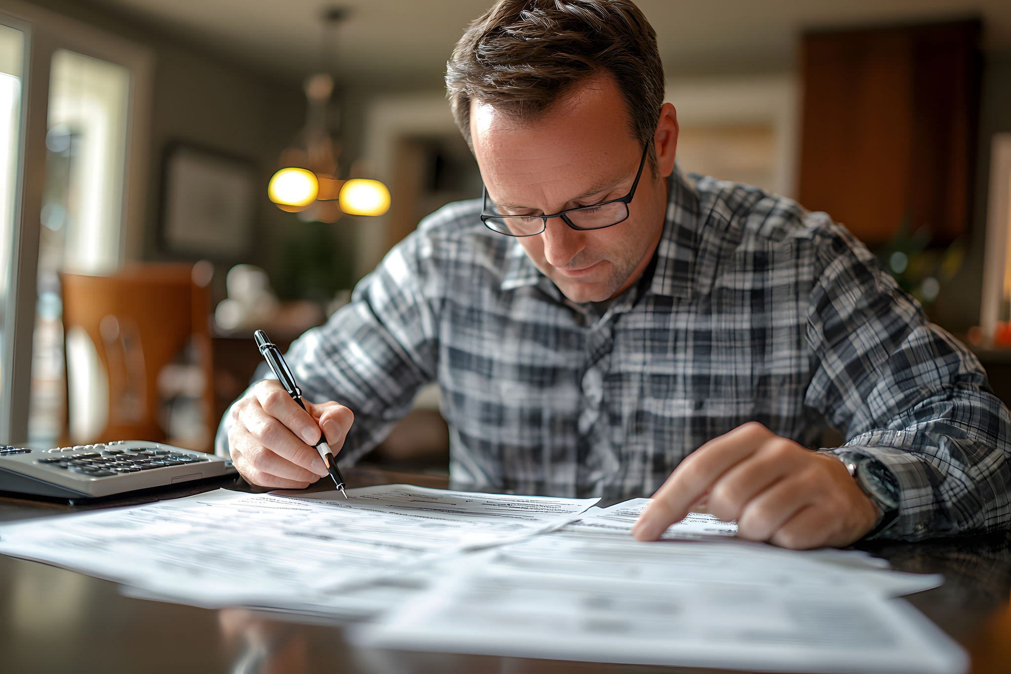 Accountant explains tax reports to a small client in a modern home office setting.