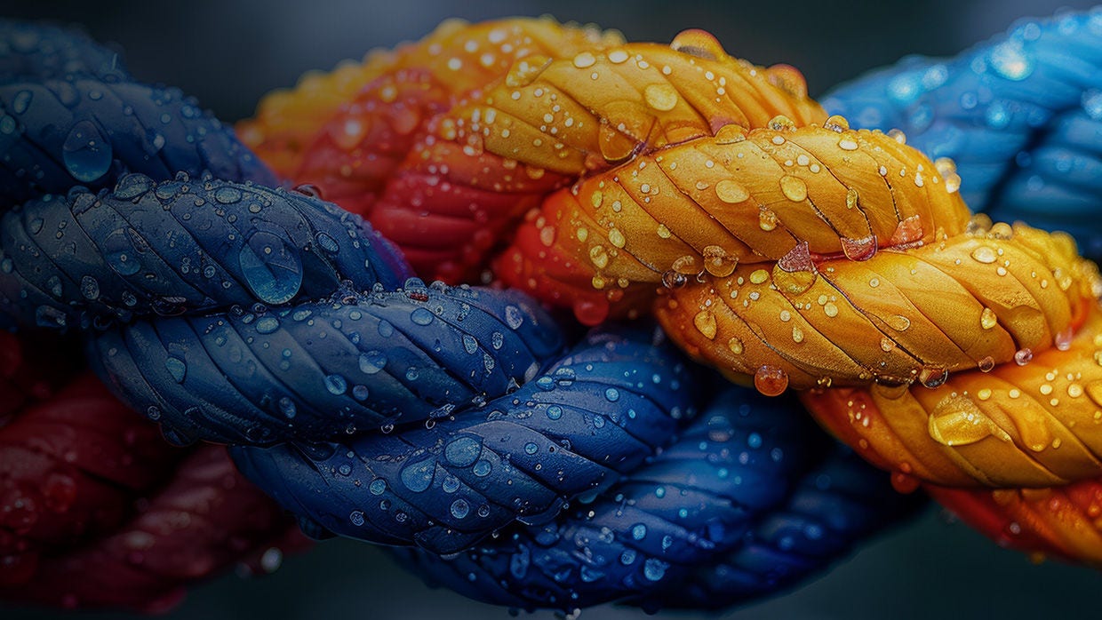 Cuerda entrelazada de colores.