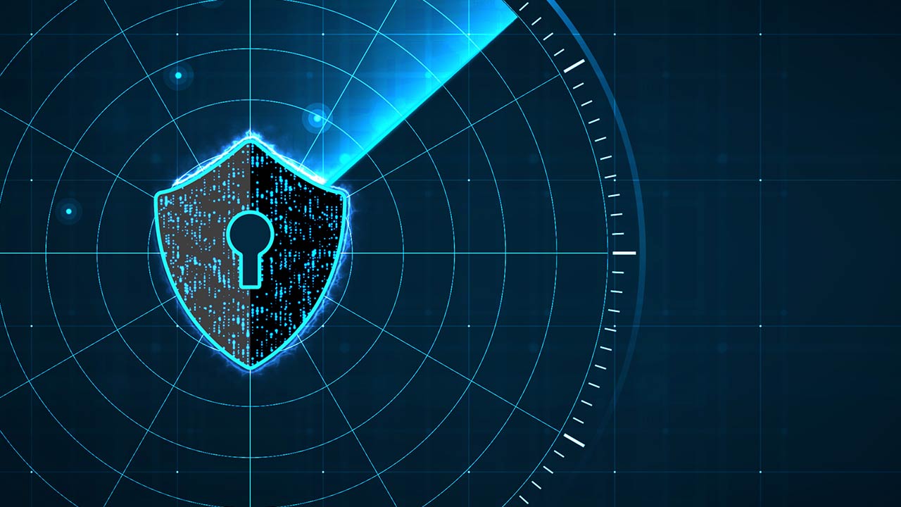 Protege y analiza los ataques de virus informáticos con un icono de escudo.