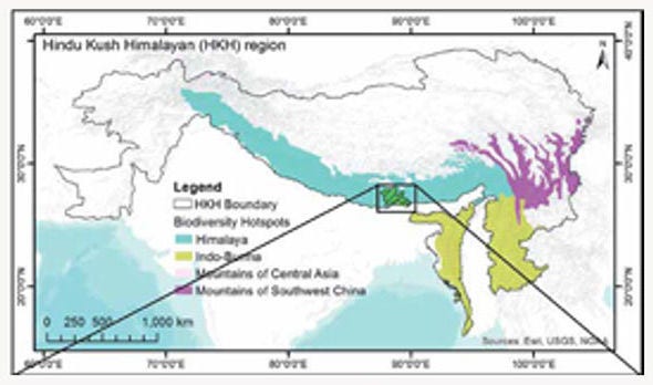 Carte des Himalayas.