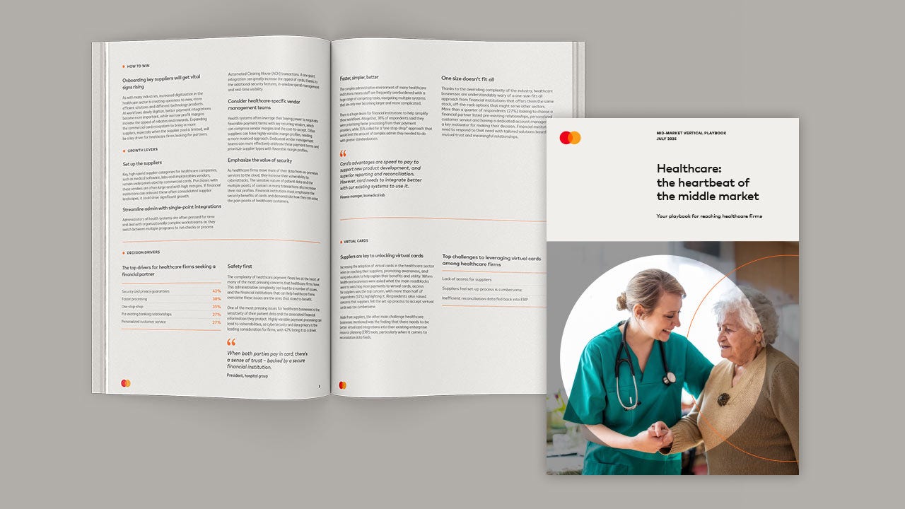 "Healthcare: the heartbeat of the middle market" playbook mockup.
