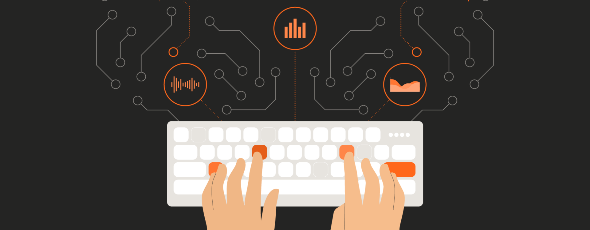 Imagen de estilo icono de manos escribiendo en un teclado