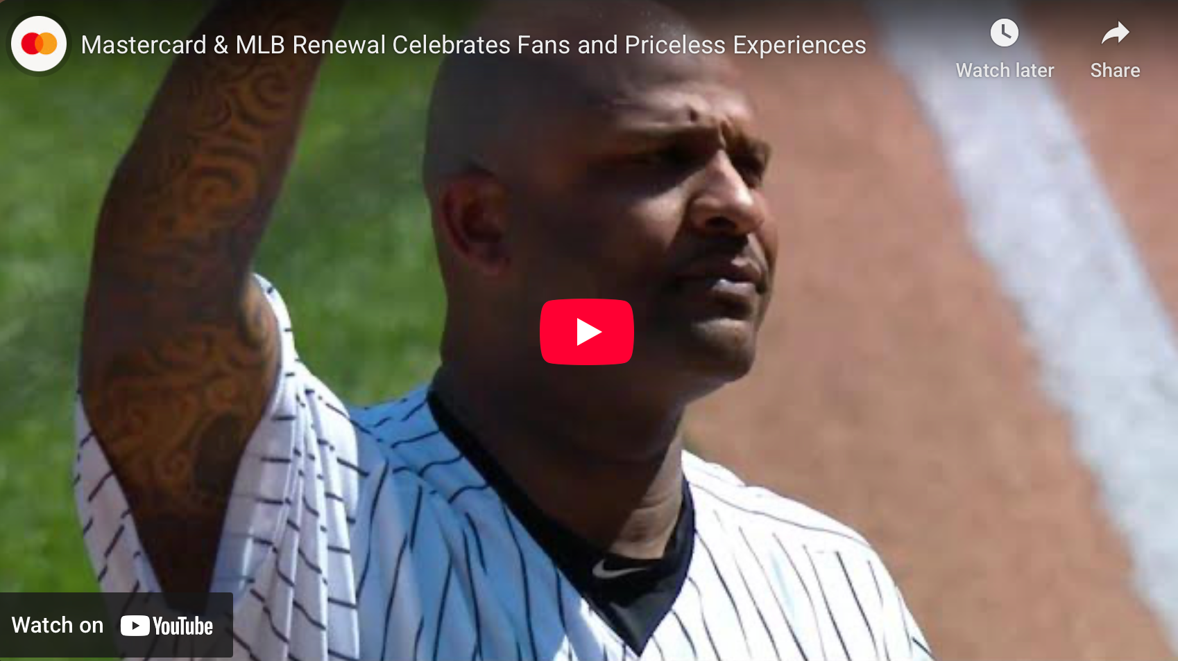 YouTube Thumbnail of video titled Mastercard & MLB renewal celebrates fans and Priceless experiences