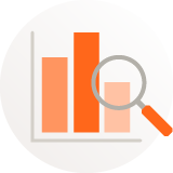 Magnifying glass bar graph
