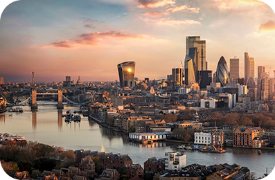 El horizonte de Londres al atardecer.