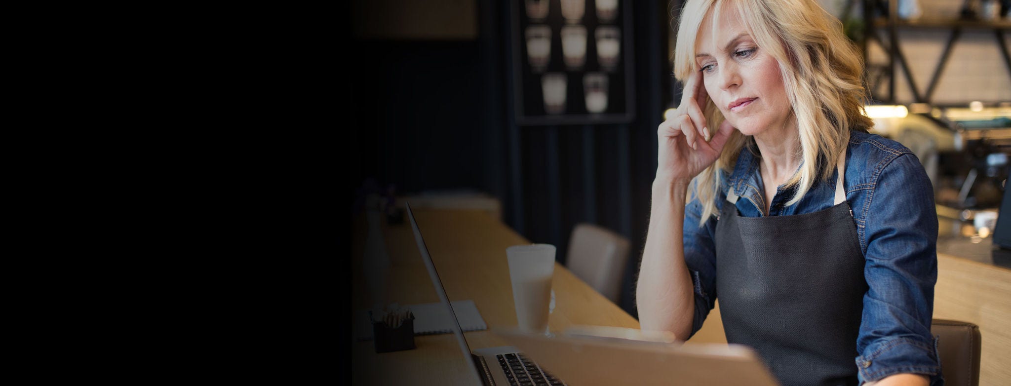 Woman looking at computer