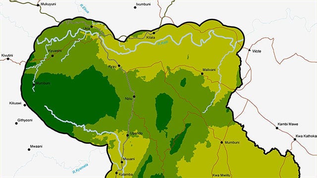 Carte de la région, Kenya.