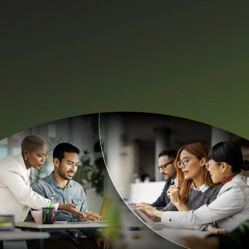 diverse teams working at an office