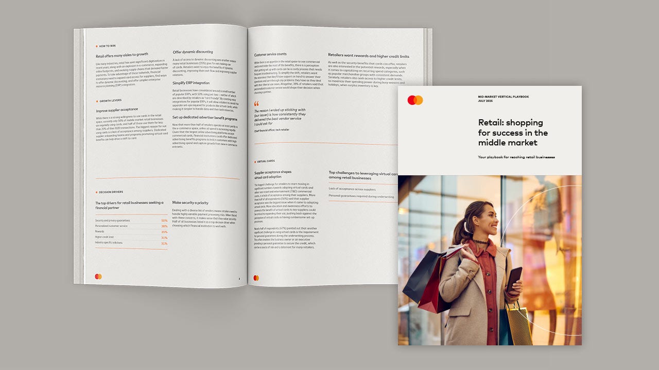 "Retail: shopping for success in the middle market " playbook mockup.