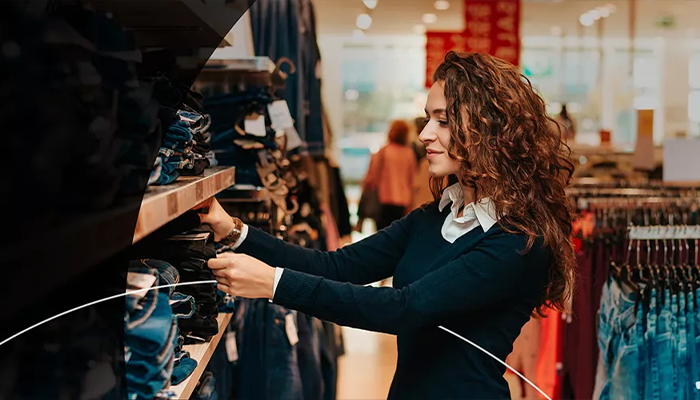 Woman picking clothes at a store