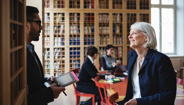 Employees talking