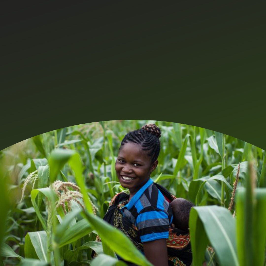 A woman in a field of tall crops.