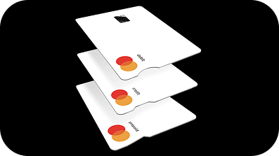 Tres tarjetas Mastercard con la muesca de Touch Card.