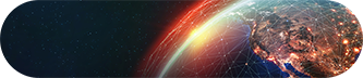 La Terre vue de l'espace, superposée à un réseau numérique symbolisant la connectivité mondiale. 