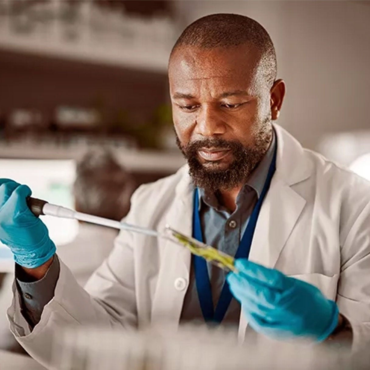 A man testing something in a laboratory