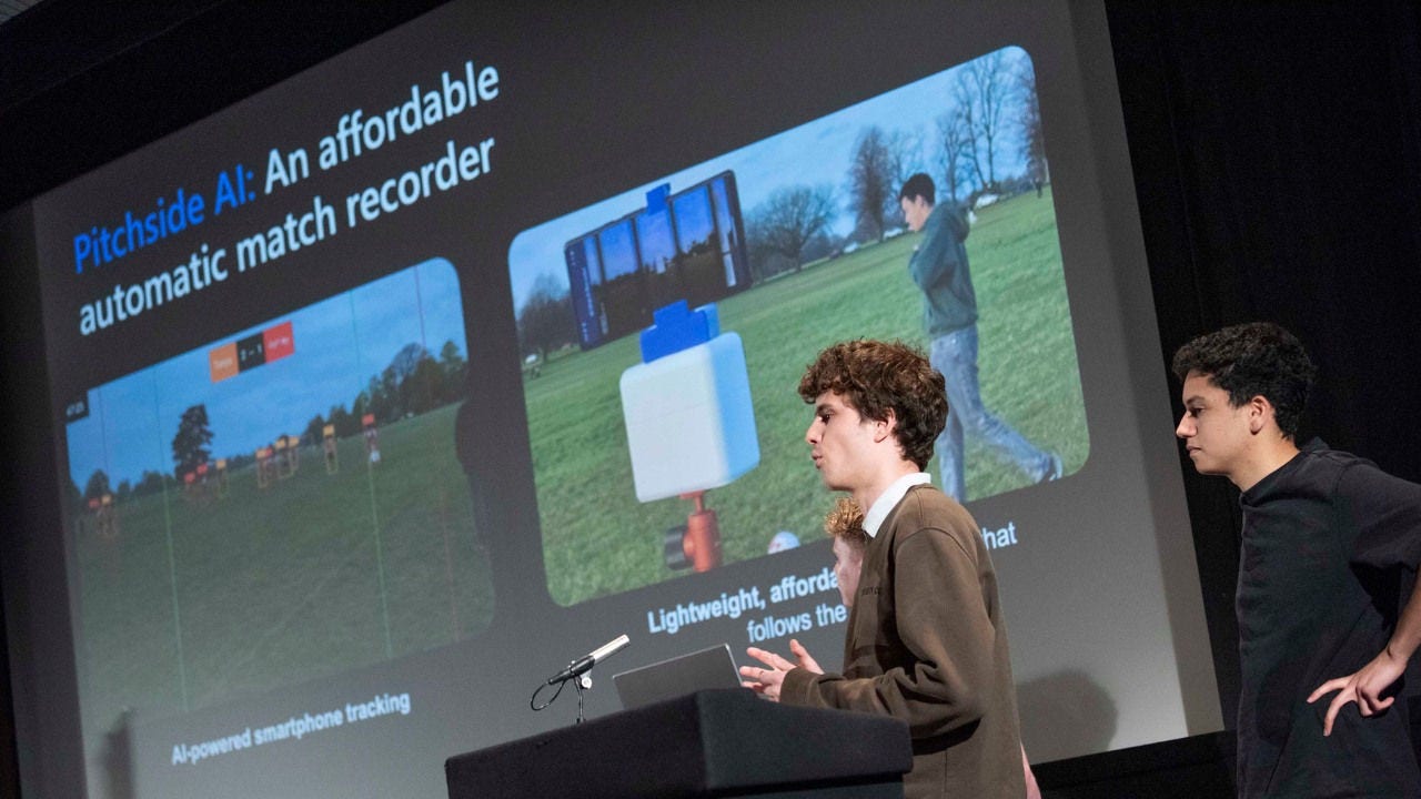 Student innovators pitch their startup solution. 