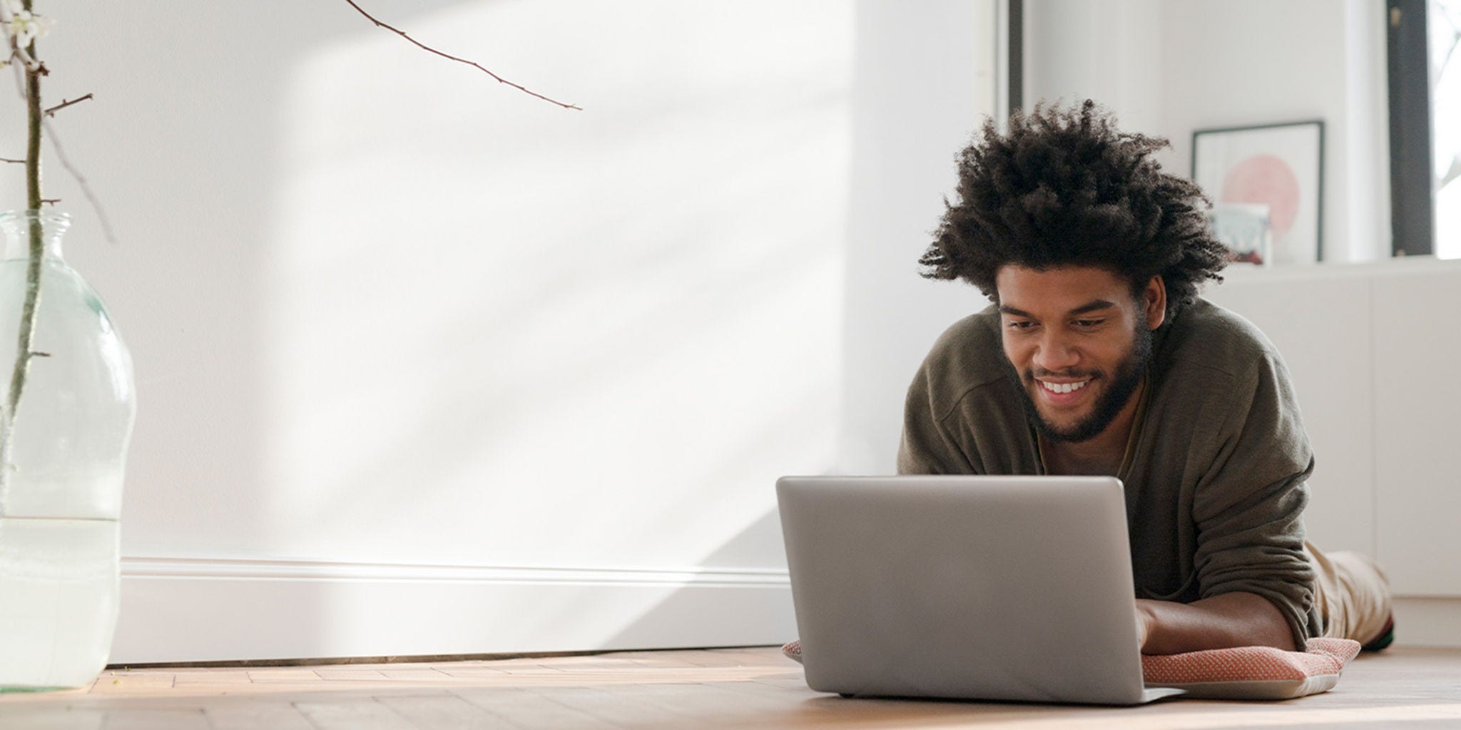 Man using computer at home