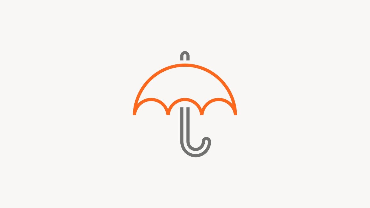 Icône de protection parapluie.