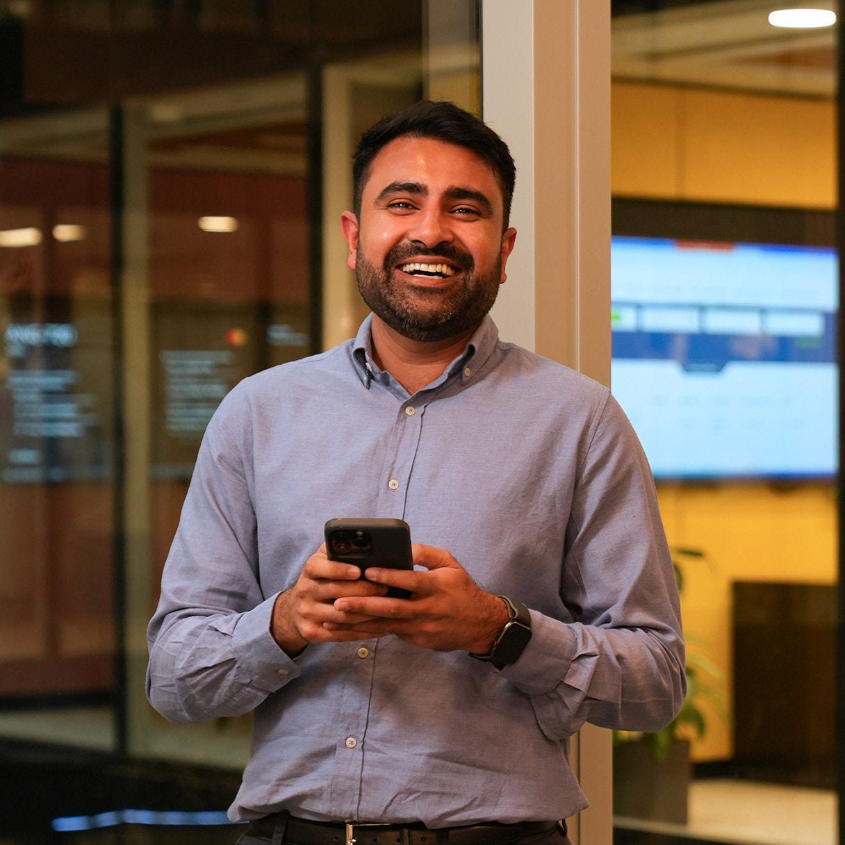 Employee smiling