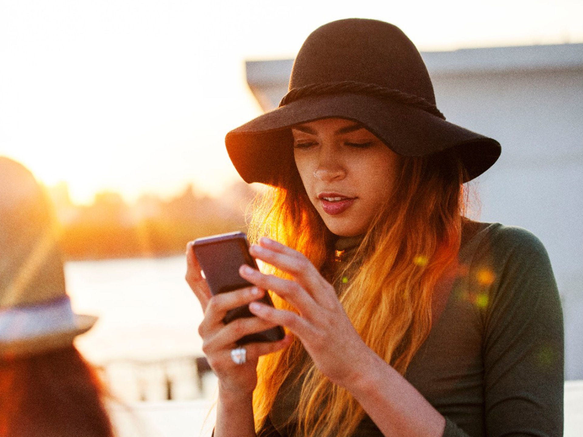 Woman on phone outside