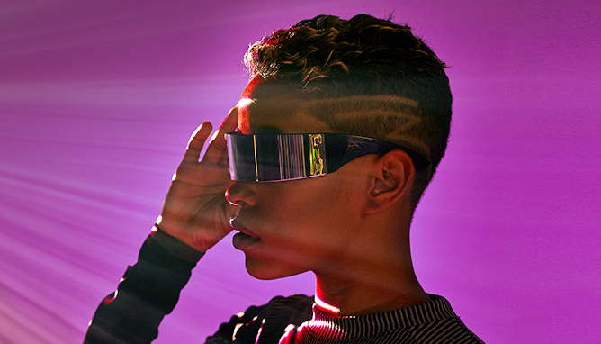 Woman holding glasses