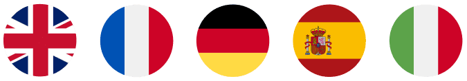 flags of GB, France, German, Spain, Italy