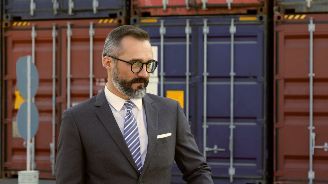 manager near his cargo warehouse