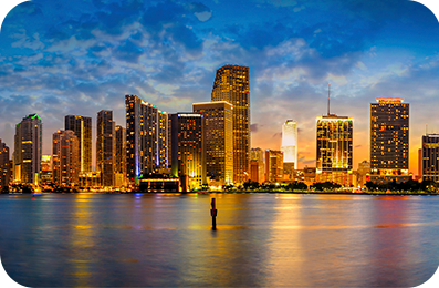 Horizonte de Miami al atardecer.