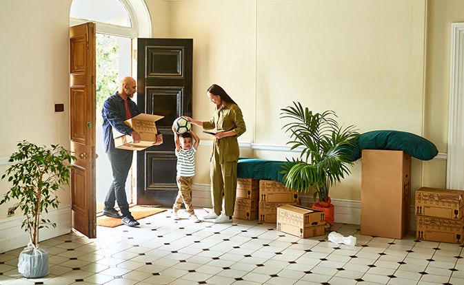 Family moving into new house