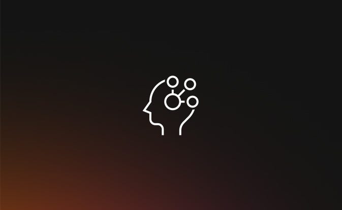 Una ilustración de líneas y círculos que salen de una cabeza que representan pensamientos.