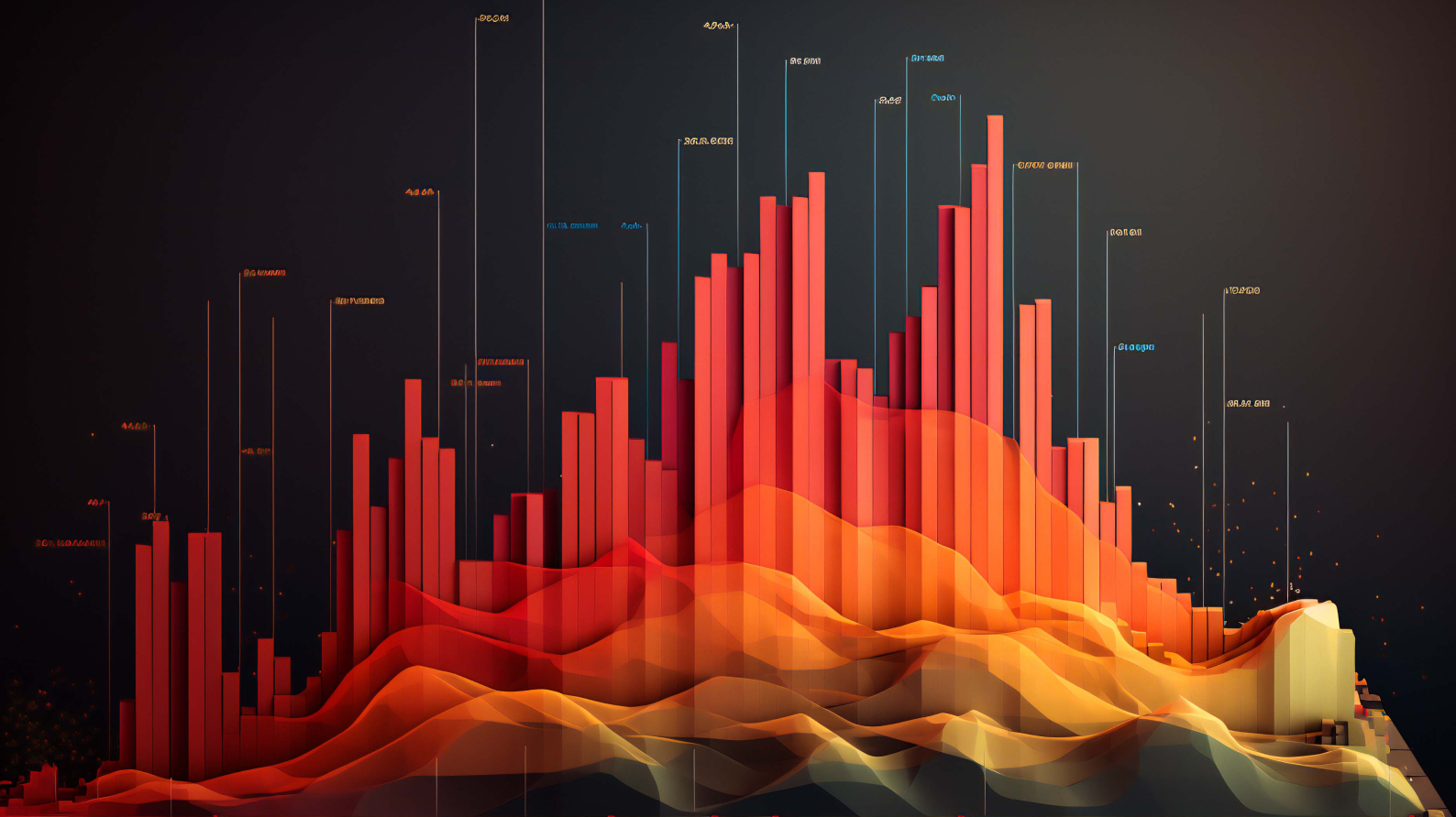 Image abstraite d'un graphique à barres en orange et jaune.