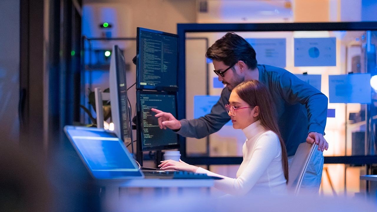 Technologists working in a lab.