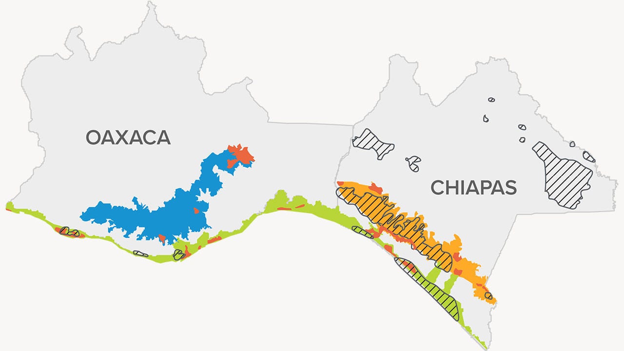 Carte de la région du Mexique.