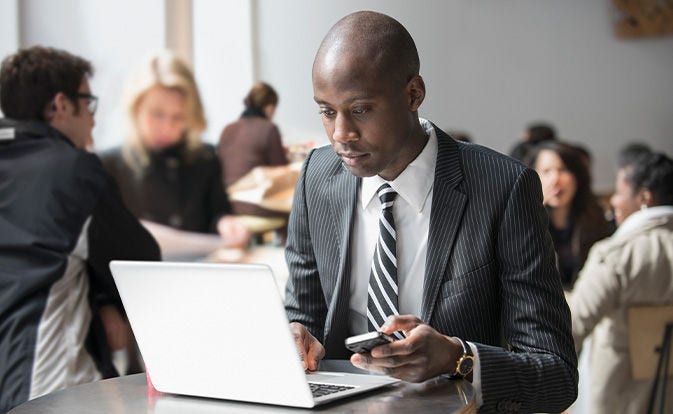 Businessman using laptop